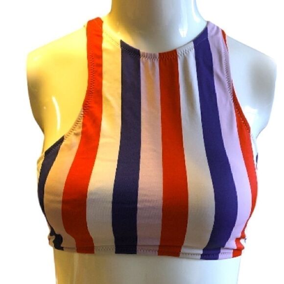 Old Navy striped swim bikini high-neck size small - Picture 2 of 6